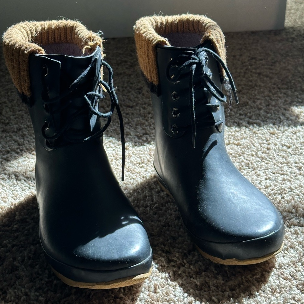 Women's Black Lace-Up Boots